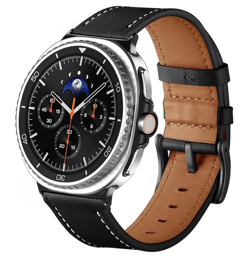 Olytop Galaxy Watch 8 Classic Band 46mm, Bands for Samsung Galaxy Watch8 40mm/44m (2025), Business Leather Wristband Replacement Strap for Men Women, Black - Image 2