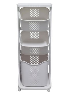 DubaiGallery Laundry Basket With Wheel Rolling Laundry Sorter 3-Tier Basket Stand With 6 Side Hooks For Kitchen Bathroom Trolley Dirty Clothes Bag Washing Bin School Beauty Salon Utility Organizer Cart  - Image 2