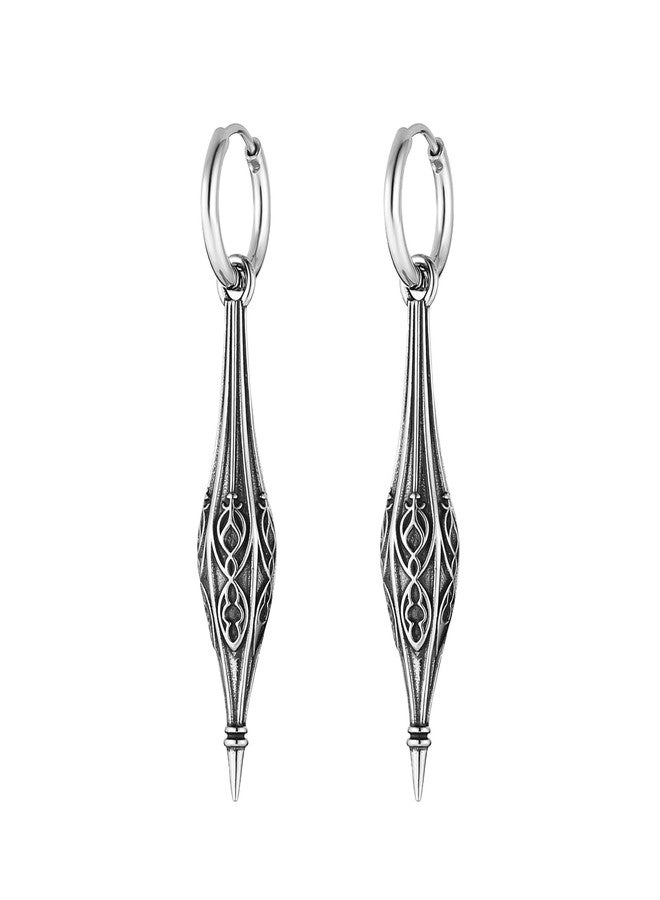 HZMAN Spike Dangle Earring for Men Retro Gothic Stainless Steel Earrings for Women - Image 1
