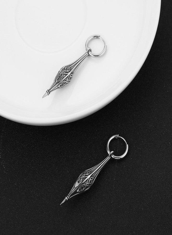 HZMAN Spike Dangle Earring for Men Retro Gothic Stainless Steel Earrings for Women - Image 4