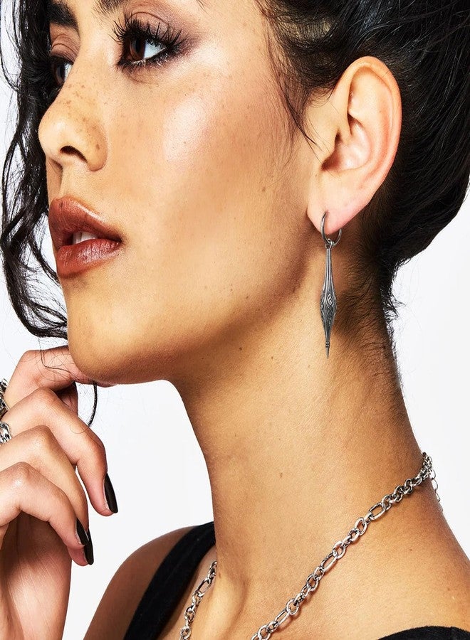 HZMAN Spike Dangle Earring for Men Retro Gothic Stainless Steel Earrings for Women - Image 2