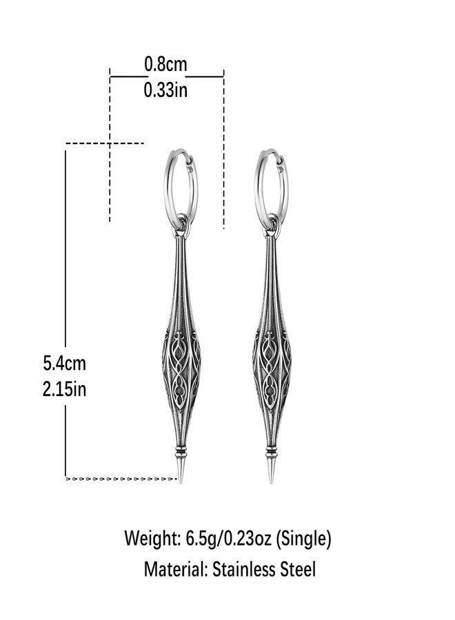HZMAN Spike Dangle Earring for Men Retro Gothic Stainless Steel Earrings for Women - Image 5