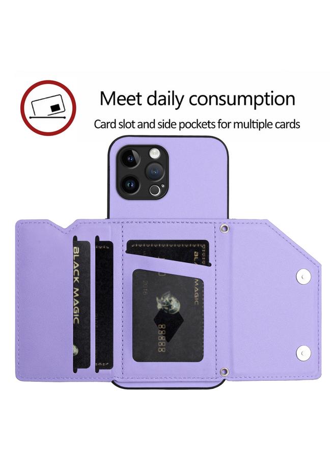 Zaboon Case For iPhone 12 Pro Skin Feel Four Card Slots Phone Case with Wrist Strap - Image 5