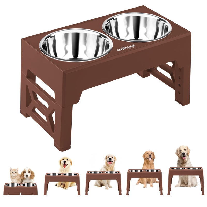 EliteField Elevated Dog Bowls (2-Year Warranty), Two 58 oz Stainless Steel Food Bowls, 5 Adjustable Raised Heights (4", 9.5", 10.5", 11.5", 12.75") Suitable for Dogs of All Ages, Small to Large Sizes - Image 1