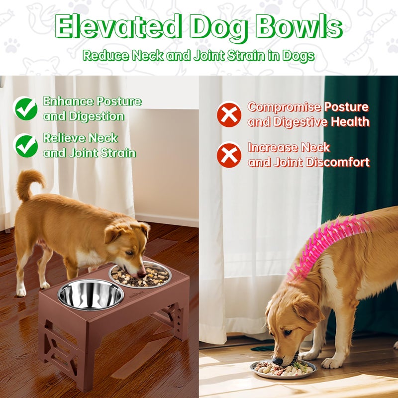 EliteField Elevated Dog Bowls (2-Year Warranty), Two 58 oz Stainless Steel Food Bowls, 5 Adjustable Raised Heights (4", 9.5", 10.5", 11.5", 12.75") Suitable for Dogs of All Ages, Small to Large Sizes - Image 3