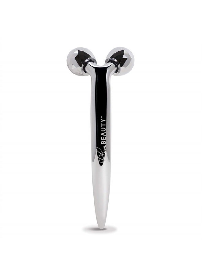 Plum Beauty Contouring Face Roller - Skin Care Face Massager Tightens & Tones Skin Appearance, Improves Complexion, and Reduces Aging & Wrinkles, Silver - Image 1