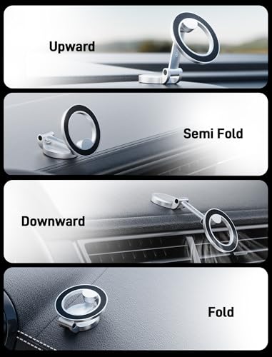 gliship for MagSafe Car Mount, [42 Strong Magnet & 360° Rotation] Ultra Magnetic Car Phone Holder, Magnetic Phone Holder for Car Mag Safe Car Mount Fit for iPhone 16/16 Pro Max 15 14 13 & MagSafe Case, Silver - Image 2
