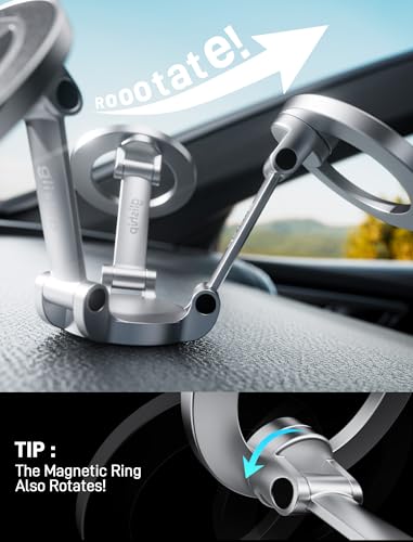 gliship for MagSafe Car Mount, [42 Strong Magnet & 360° Rotation] Ultra Magnetic Car Phone Holder, Magnetic Phone Holder for Car Mag Safe Car Mount Fit for iPhone 16/16 Pro Max 15 14 13 & MagSafe Case, Silver - Image 3