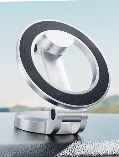 gliship for MagSafe Car Mount, [42 Strong Magnet & 360° Rotation] Ultra Magnetic Car Phone Holder, Magnetic Phone Holder for Car Mag Safe Car Mount Fit for iPhone 16/16 Pro Max 15 14 13 & MagSafe Case, Silver - Image 1