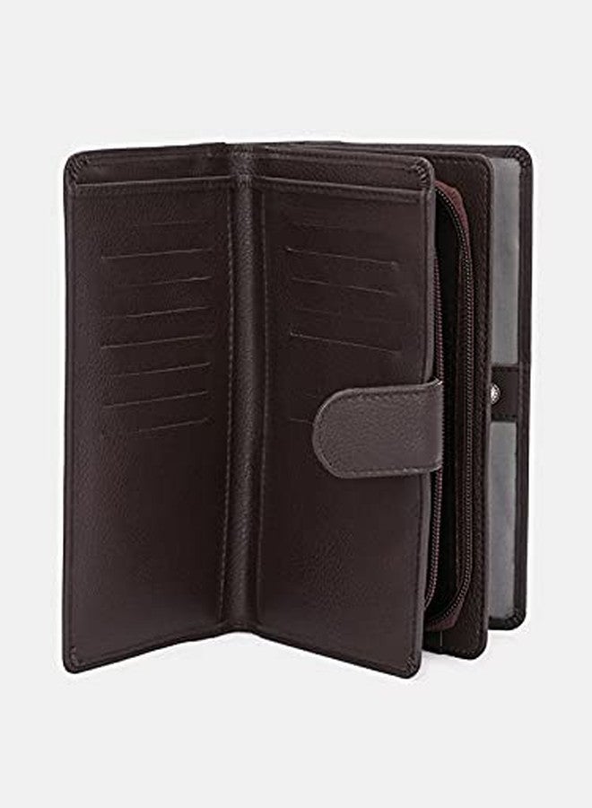 Pacific Gold Vegan Leather Slim Zipper Wallet - Gift for Women, Ladies, Girls - Color Brown - Image 3