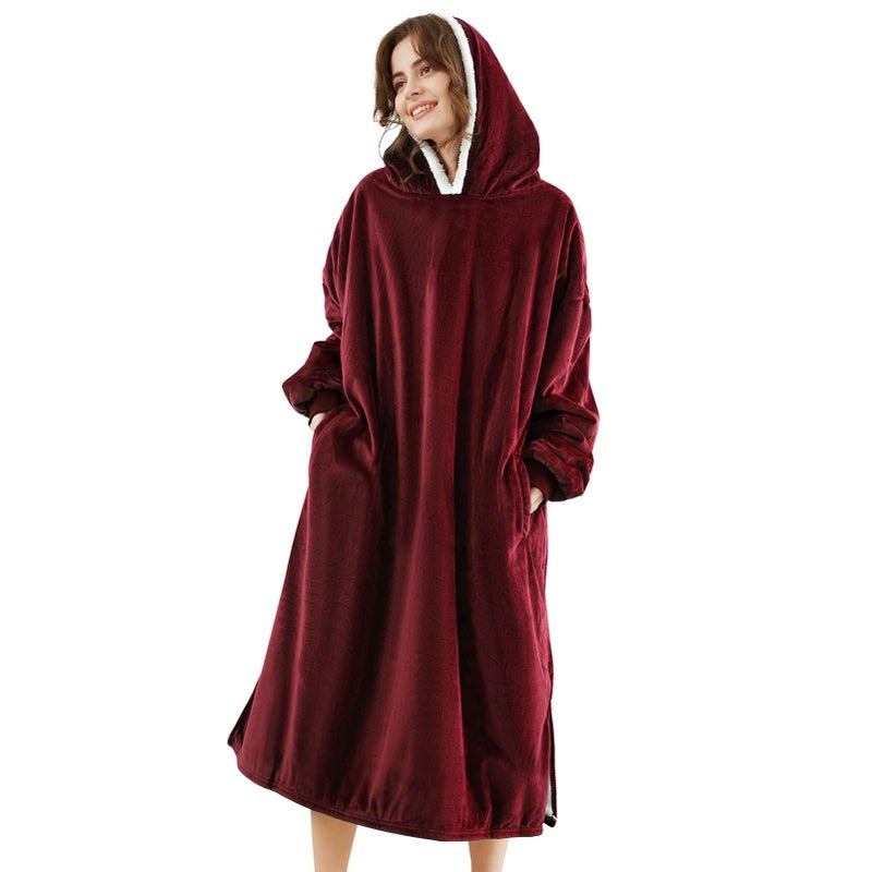 LetsFunny Blanket HoodieOversized Wearable Sherpa Fleece Blanket SweatshirtSuper Soft Warm Cozy with Giant PocketGifts for Women Men Adults Teenagers Kids One Size Fits All