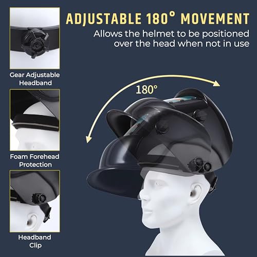 Robustt Auto Darkening Adjustable Welding Helmet | True Color Solar Powered Welding Hood, Wide Shade Range 19-24CM Welding Mask for TIG MIG ARC Weld Plasma Cut Grinding - Image 3