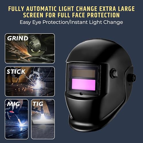 Robustt Auto Darkening Adjustable Welding Helmet | True Color Solar Powered Welding Hood, Wide Shade Range 19-24CM Welding Mask for TIG MIG ARC Weld Plasma Cut Grinding - Image 2