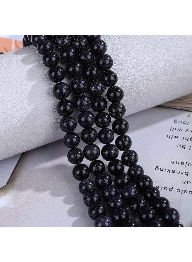 100 قطعة من خرز الحجر الطبيعي 6 مم، خرز حجر رملي أزرق، خرز كريستالي للشفاء من الأحجار الكريمة مع سلك كريستال مجاني لصنع المجوهرات، قلادة سوار DIY (حجر رملي أزرق، 6 مم) - Image 4