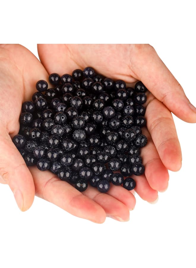 100 قطعة من خرز الحجر الطبيعي 6 مم، خرز حجر رملي أزرق، خرز كريستالي للشفاء من الأحجار الكريمة مع سلك كريستال مجاني لصنع المجوهرات، قلادة سوار DIY (حجر رملي أزرق، 6 مم) - Image 2