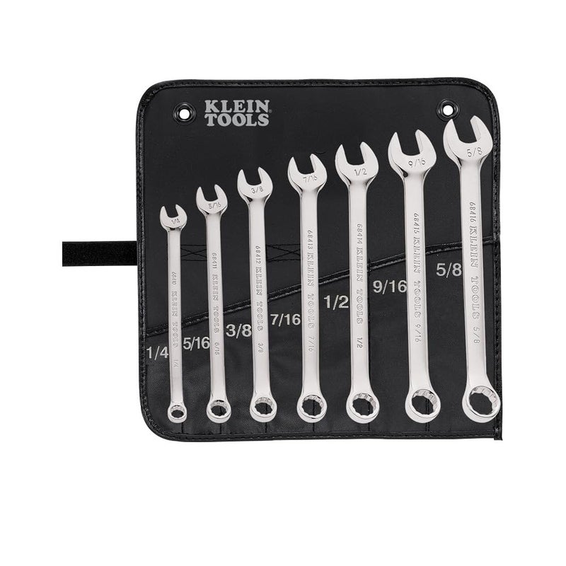 Klein Tools 68400 SAE Combination Wrench Set Open End and Box End 7 Piece
