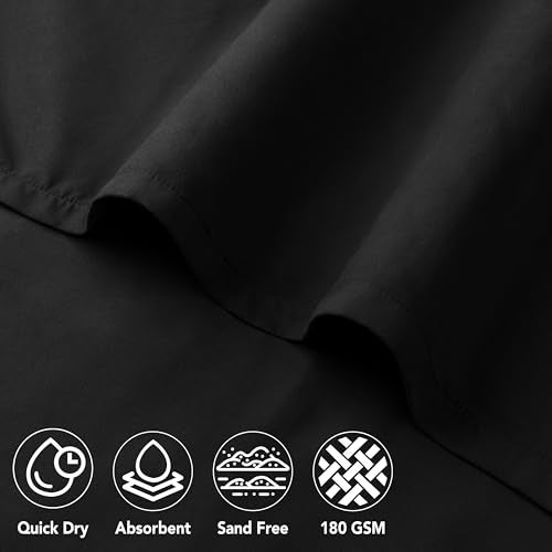 Suncube SUN CUBE Surf Poncho Changing Robe with Hood, Quick Dry Microfiber Wetsuit Changing Towel for Surfing Beach Swim Outdoor Sports Men, Absorbent Wearable Towel Cover Up with Pocket, Black - Image 5
