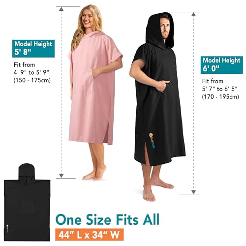 Suncube SUN CUBE Surf Poncho Changing Robe with Hood, Quick Dry Microfiber Wetsuit Changing Towel for Surfing Beach Swim Outdoor Sports Men, Absorbent Wearable Towel Cover Up with Pocket, Black - Image 3