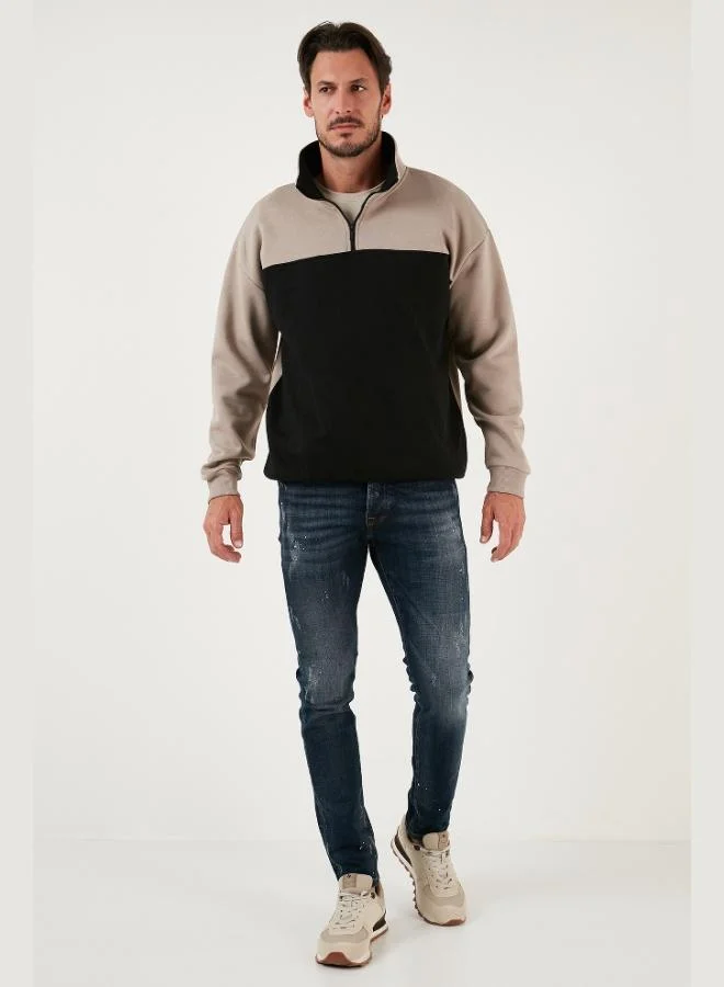 Buratti Buratti Regular Fit Zip-Up Stand-Up Collar Fleece Lined Soft Winter Sweatshirt for Men 5905343