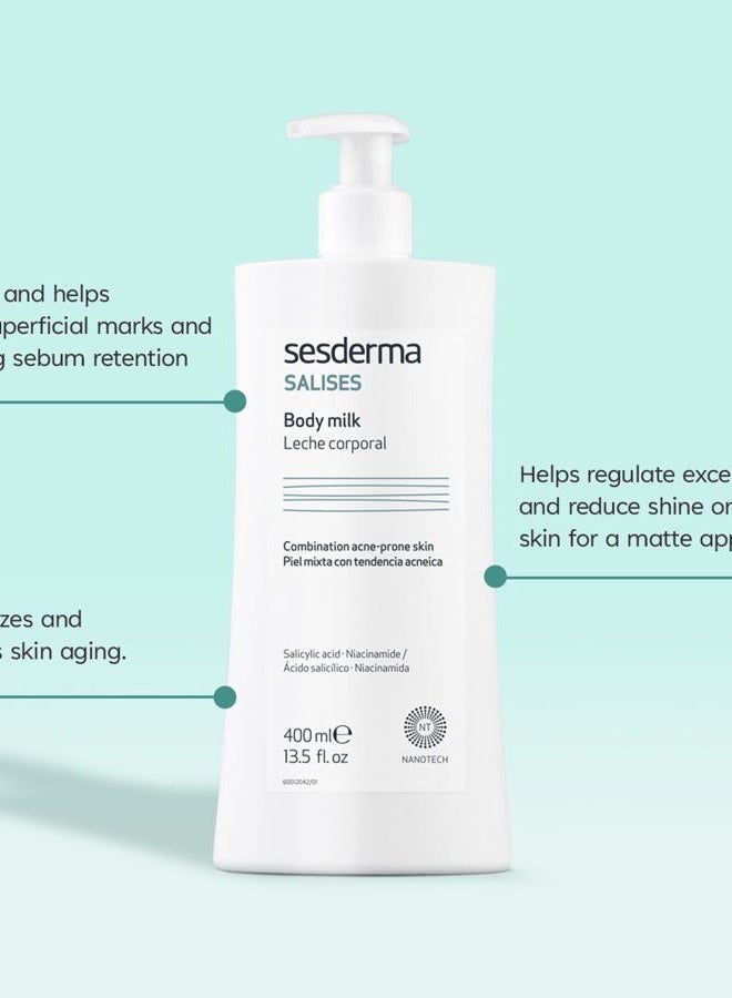 SeSDERMA حليب الجسم من ساليسيس لترطيب البشرة المعرضة لحب الشباب وتنظيم إفراز الزيوت 13.5 أوقية سائل - Image 2