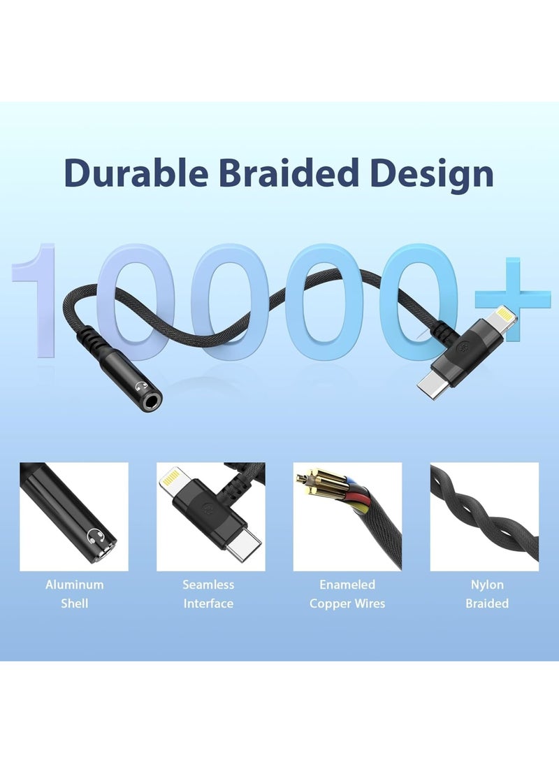 SYOSI محول USB-C Lightning إلى 3.5 مم، مقسم صوت 2 في 1، معتمد من Apple MFi، محول سماعات، متوافق مع iPhone 15 14 13 12 11 iPad Pro Samsung Pixel LG، أسود - Image 5
