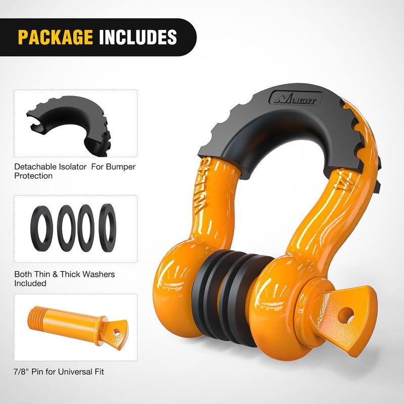Nilight 2 Pack 3/4" D-Ring Shackle with 7/8" Screw Pin 41,887lbs Break Strength, Heavy Duty Off Road Recovery Shackle with Isolators Washers for Use with Tow Strap, Winch, Off-Road Jeep Truck Vehicle Trusted all-purpose quality - Image 4
