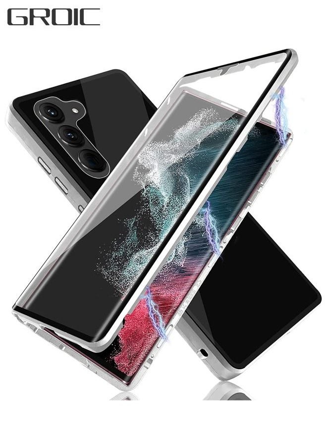 GROIC Magnetic Case for Samsung Galaxy S23 Plus 6.6", Double Sided HD Tempered Glass Fingerprint Unlock Super Magnetic Adsorption Metal Bumper Frame 360° Full Protective Phone Cover  - Image 1