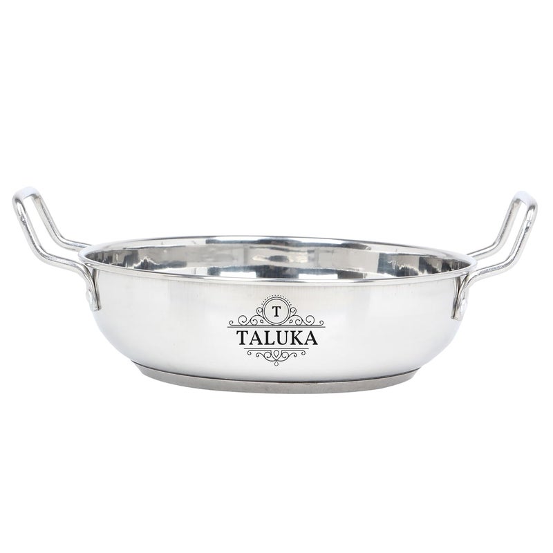 Taluka 9 x 3 Inches Approx Stainless Steel Induction Friendly Kadhai Pan Wok for Home Hotel Cooking Purposes Capacity 1700 ML - Image 1