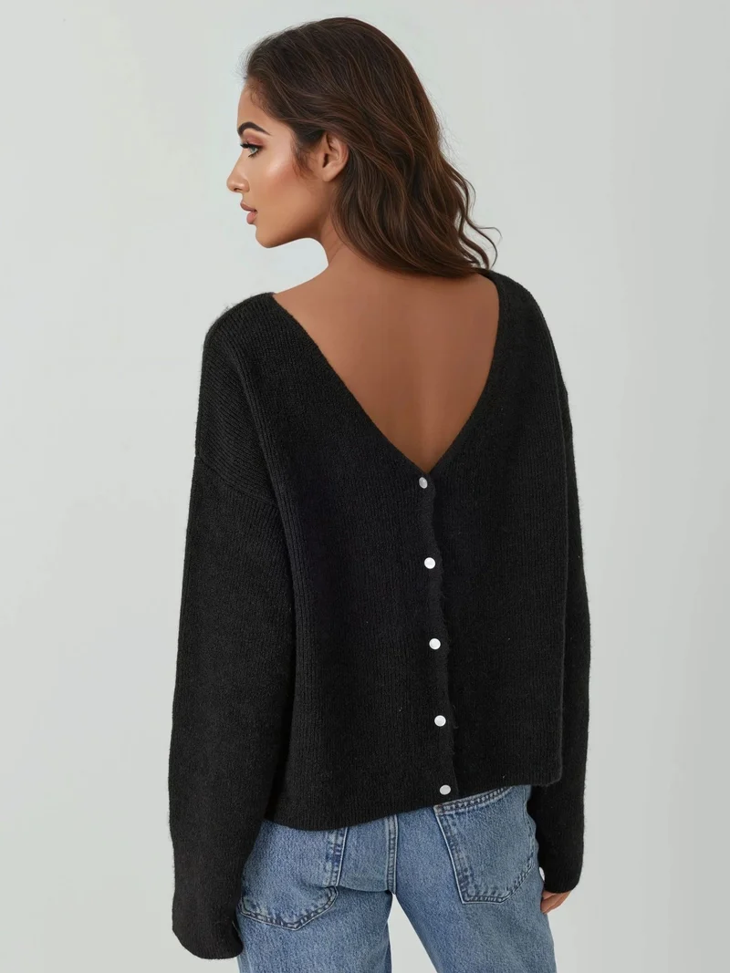 HICCUP Ultra Soft V-neck Buttoned Dual-use Cardigan