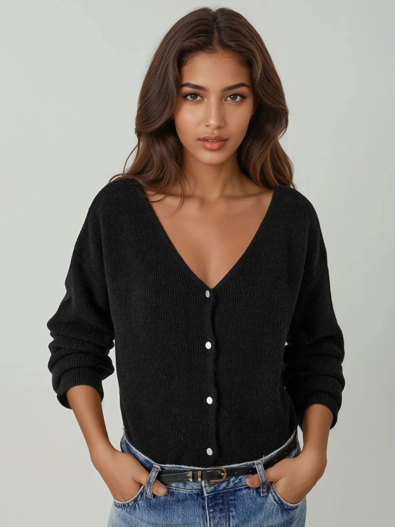 HICCUP Ultra Soft V-neck Buttoned Dual-use Cardigan