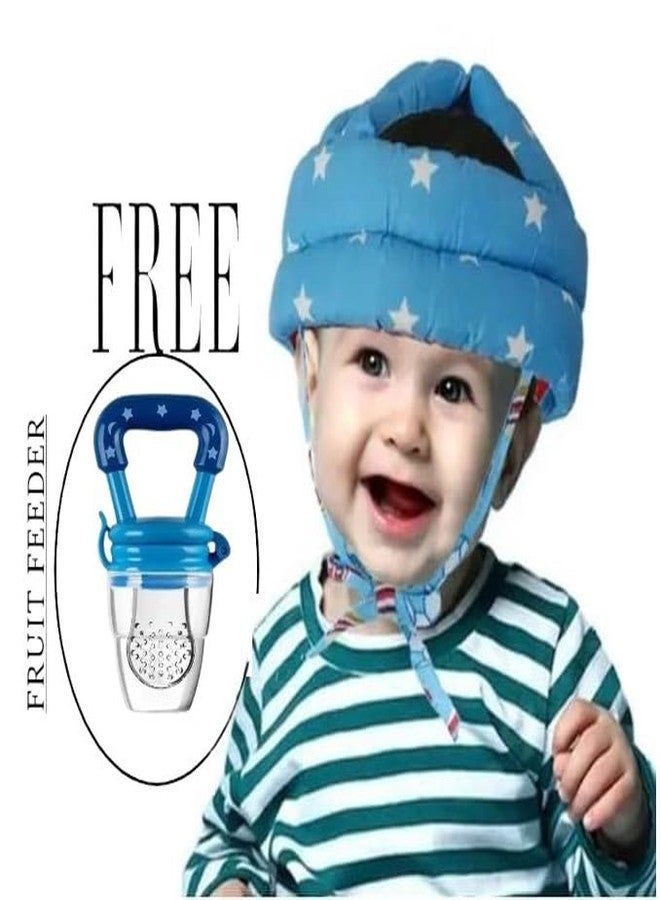 S-SQUARE Baby Helmet for Crawling Baby Head Protector - Head Protection for Infant tolder Walking Baby and Soft Cushion Safety Headguard + Baby Silicon Fruit Feeder (Blue Star) - Image 2