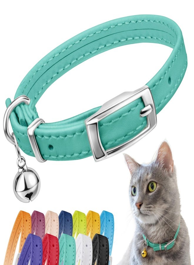 CollarDirect Leather Cat Collar with Removable Bell – Safety Elastic Strap (Breakaway Alternative) – Kitten Collar for Small & Big Boy & Girl Cats - Image 1