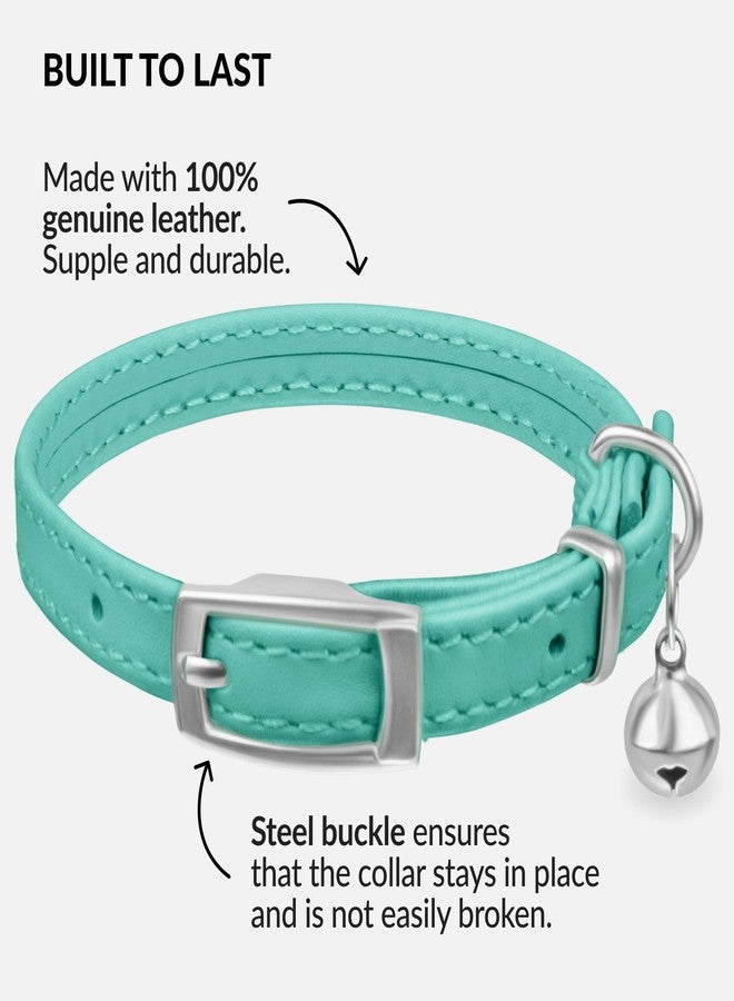 CollarDirect Leather Cat Collar with Removable Bell – Safety Elastic Strap (Breakaway Alternative) – Kitten Collar for Small & Big Boy & Girl Cats - Image 2