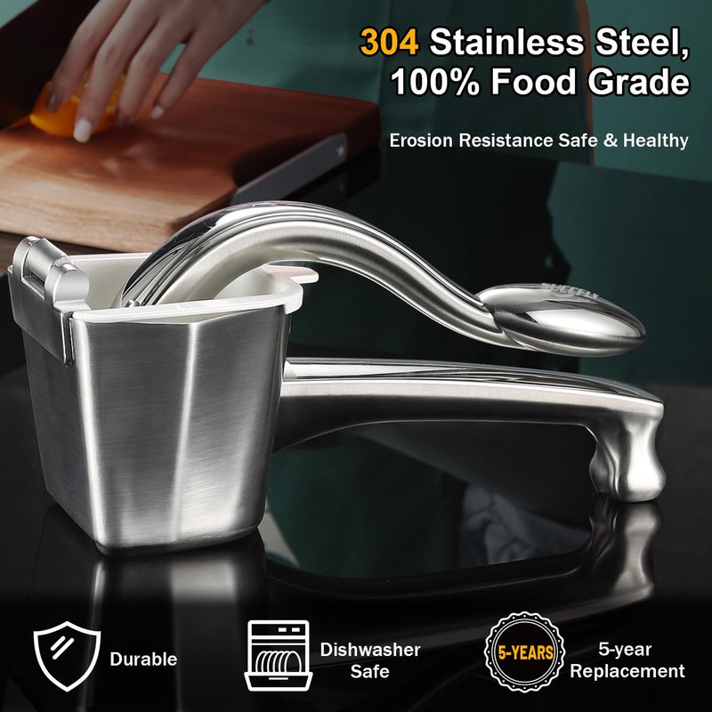 SUCCFLY Lemon Squeezer Stainless Steel, Manual Juicer Citrus Lime Orange Fruit Squeezer Heavy Duty Ergonomic Handle Labor-saving Large Capacity Juice Press Hand Handheld Juicer (5 Year Warranty) - Image 2