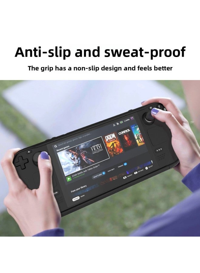 Loquat Suitable For Steam Deck V Club Handheld Protective Cover Rocker Cap Silicone on TUP + PC Bracket Dustproof And Non-slip-Product Color:V5-1 Black  - Image 5