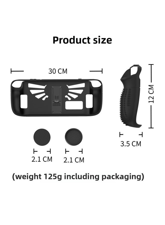Loquat Suitable For Steam Deck V Club Handheld Protective Cover Rocker Cap Silicone on TUP + PC Bracket Dustproof And Non-slip-Product Color:V5-1 Black  - Image 3