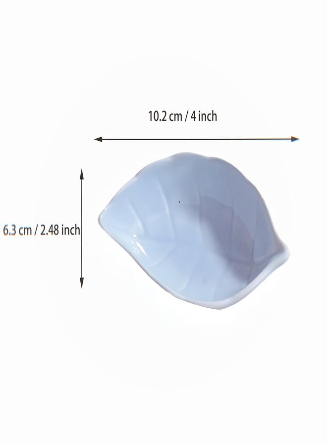 Whitenesser 4-Piece Leaf Shaped Ceramic Sauce Dish Set - 4-Inch Small Dipping Bowls for Soy Sauce, Sushi, Condiments & Appetizers - Decorative Porcelain Mini Side Dishes, Scratch-Resistant, Pastel Colors - Image 3