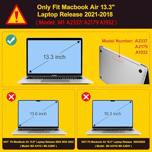 Mektron Case for MacBook Air 13 inch M1 A2337 A2179 A1932Hard Cover 20182021 Air 13inch with Touch bar Touch ID Exclusively Designed Protective Shell with Screen ProtectorGlittering Butterfly - Image 3