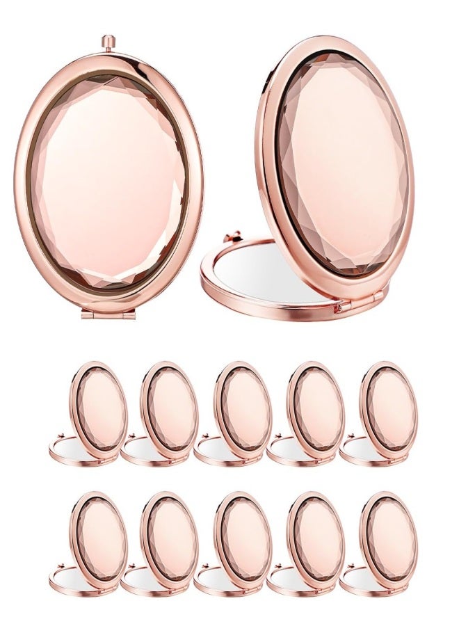 12 Pack Rose Gold Compact Mirror, 2-Sided 1x/2x Magnifying Portable Makeup Mirror, 7cm Pocket Folding Mirror for Bridesmaid Gifts, Wedding Favors, Travel, Purse - Image 1