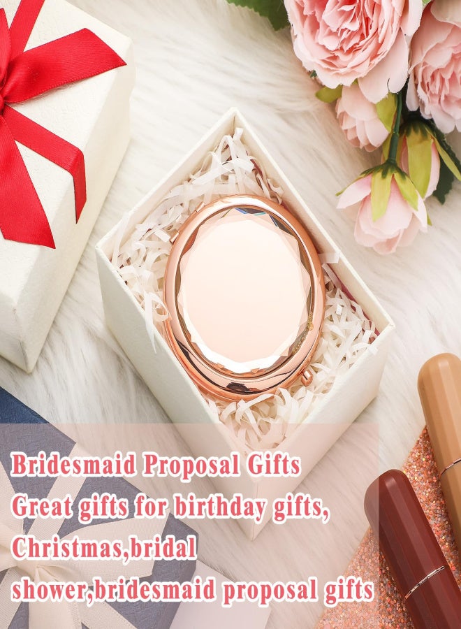 12 Pack Rose Gold Compact Mirror, 2-Sided 1x/2x Magnifying Portable Makeup Mirror, 7cm Pocket Folding Mirror for Bridesmaid Gifts, Wedding Favors, Travel, Purse - Image 4