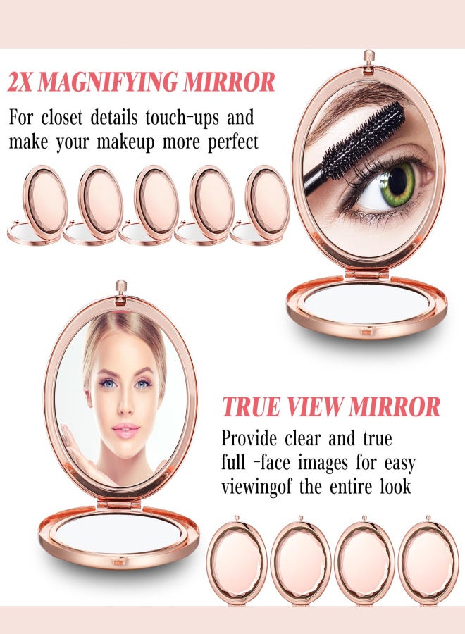 12 Pack Rose Gold Compact Mirror, 2-Sided 1x/2x Magnifying Portable Makeup Mirror, 7cm Pocket Folding Mirror for Bridesmaid Gifts, Wedding Favors, Travel, Purse - Image 5