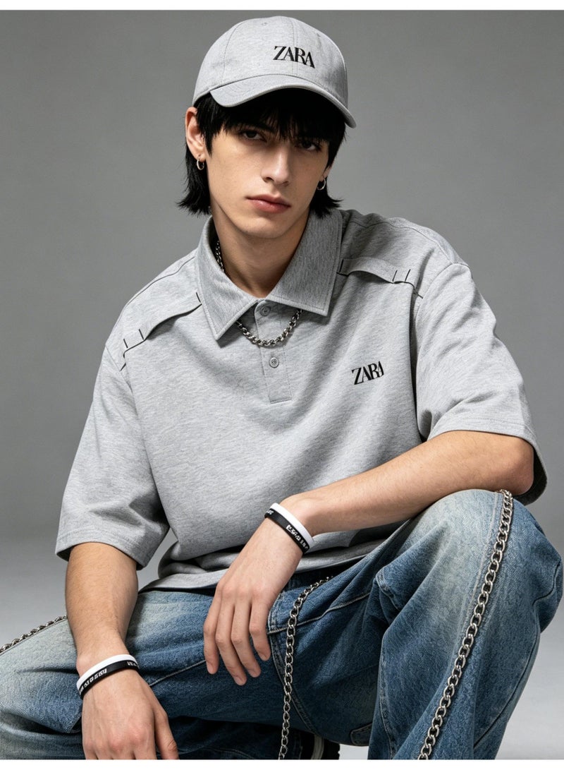 ZARA Polo shirts for men and women are loose and heavy in summer, and short-sleeved couples with lapels are casual tops. - Image 1