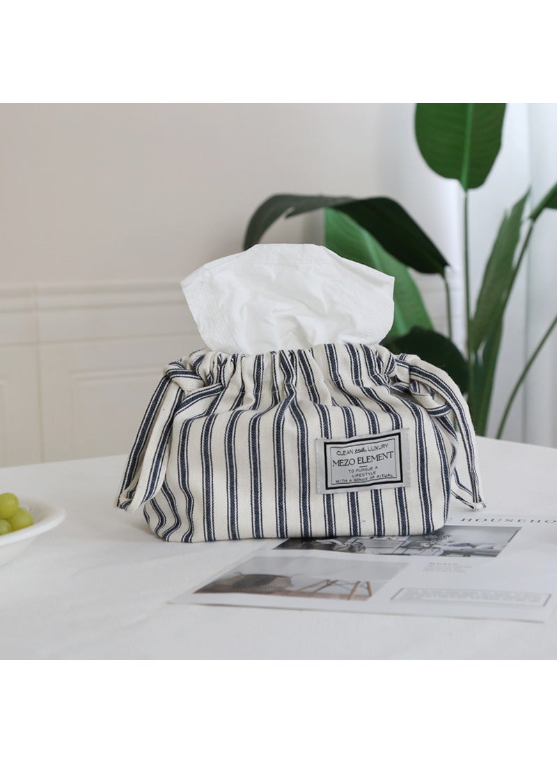 Generic Japanese Minimalist Tissue Box Cover Creative Storage Purplish blue stripes 