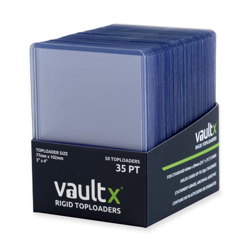 Vault X Premium Extra Thick Seamless Toploaders 35pt - 3" x 4" Rigid Card Holders for Trading Cards & Sports Cards (50 Pack) - Image 1