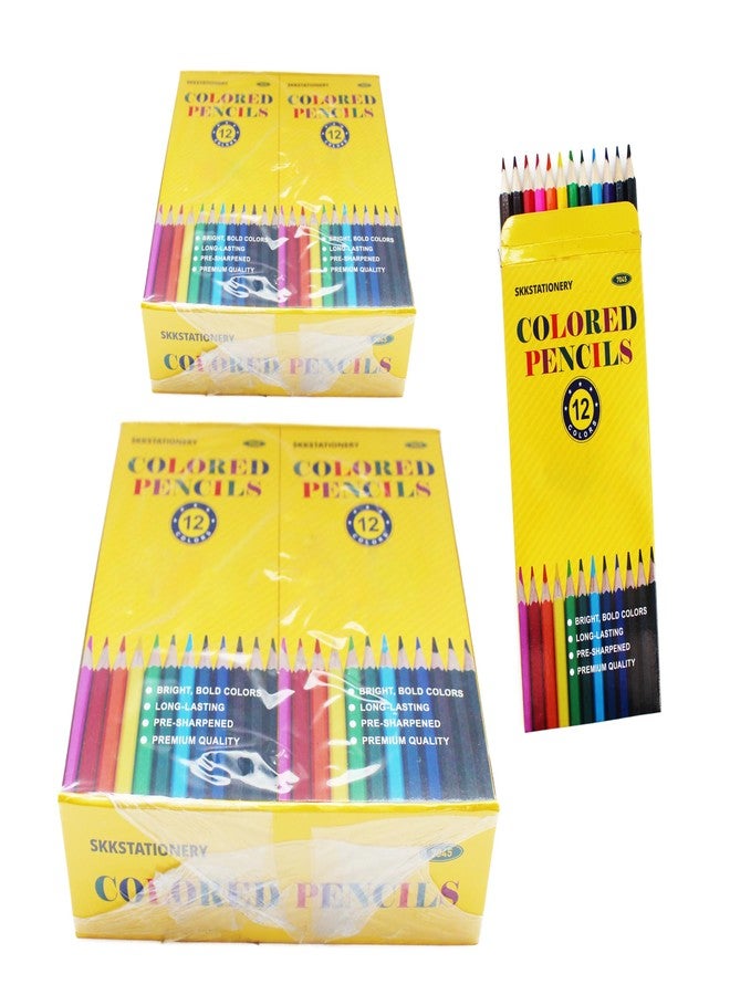 إس كي كي ستيشناري مجموعة أقلام تلوين SKKSTATIONERY، 288 قلمًا، أقلام تلوين مشحوذة مسبقًا، هدايا مثالية للعودة إلى المدرسة أو عيد الميلاد، 12 لونًا، 12 قلمًا في العلبة، إجمالي 288 قلمًا. - Image 1