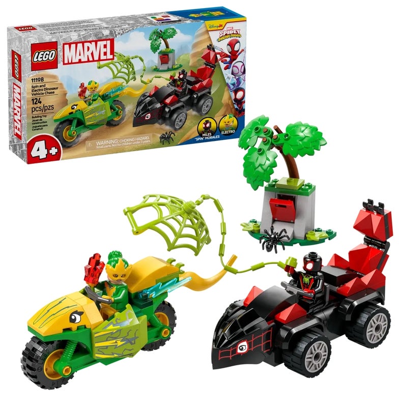 LEGO - Marvel Spin and Electro Dinosaur Vehicle Chase 124 Pieces - 11198 - Image 2