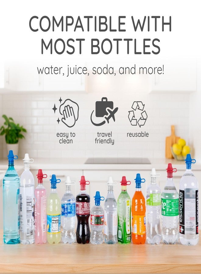 Kiddikap Original Water Bottle Topper for Toddlers – 100% Silicone Sippy Top Spout with Protective Cap makes the Bottle Top a Spill Proof Lid for Kids and Adults - 3 Pack - Red, White, and Blue - Image 5