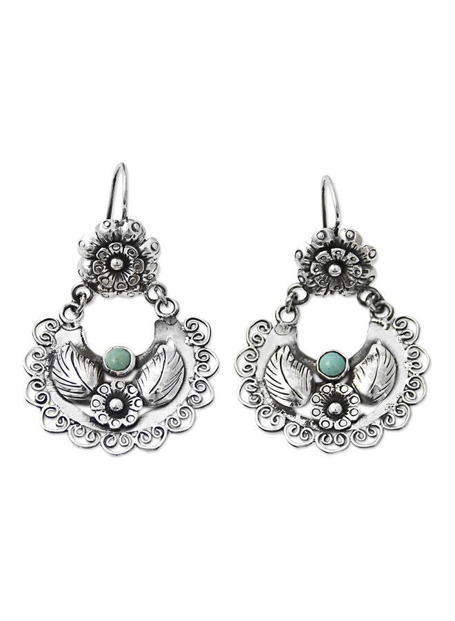 NIBEMINENT Faux Turquoise Inlaid Dangle Hoop Earrings