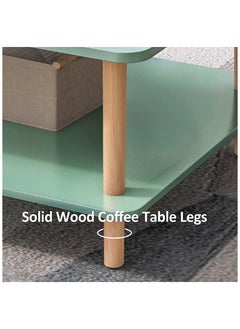 AGD Two Tier Coffee Table, Rectangle Coffee Table, Coffee Table with Storage, Nordic Style End Table with Solid Wood Legs, Easy to Assemble, for Living Room, Bedroom, Balcony  - Image 4