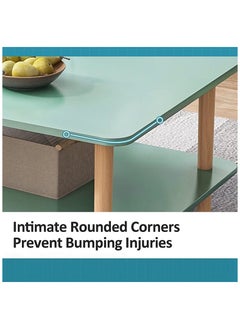 AGD Two Tier Coffee Table, Rectangle Coffee Table, Coffee Table with Storage, Nordic Style End Table with Solid Wood Legs, Easy to Assemble, for Living Room, Bedroom, Balcony  - Image 3
